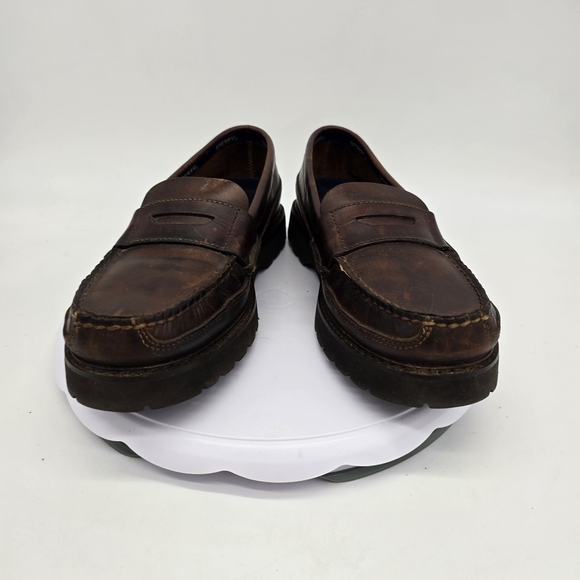 Sperry Shoes Men 8.5 M Cambridge Loafers Brown Leather Moc Toe Slip On Comfort - Picture 2 of 9